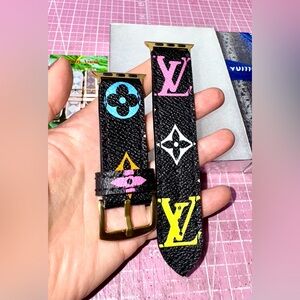 💗 Murakami black Multicolor Watch band Strap hand crafted upcycled ♻️